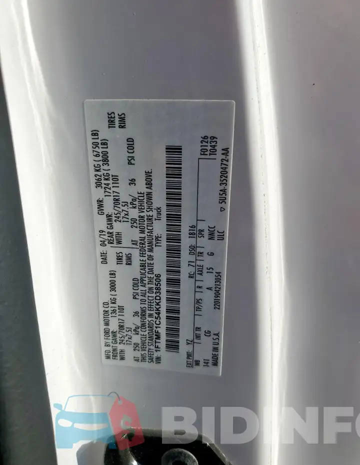 1FTMF1C54KKD38506 Photo# 12
