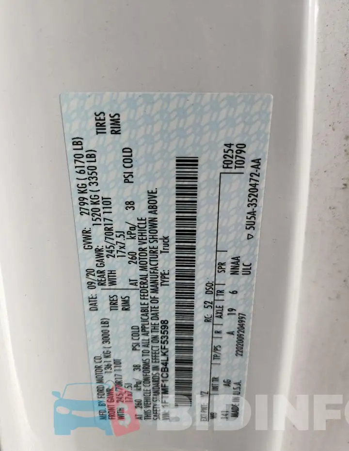 1FTMF1CB4LKF53598 Photo# 13