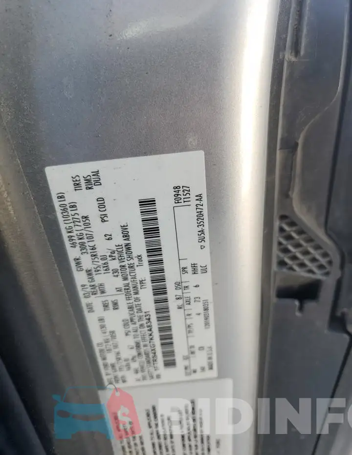1FTRS4XG7KKA83431 Photo# 12