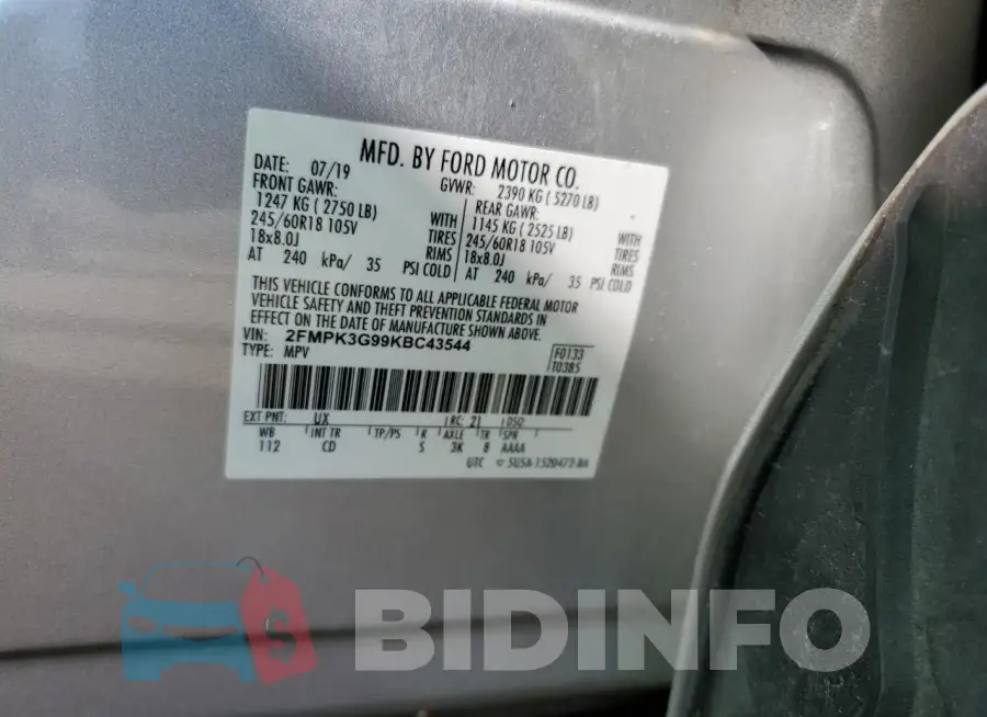 2FMPK3G99KBC43544 Photo# 12