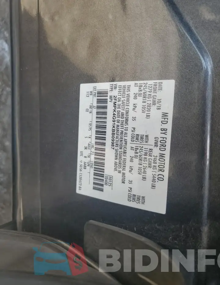 2FMPK4G91KBB09987 Photo# 13