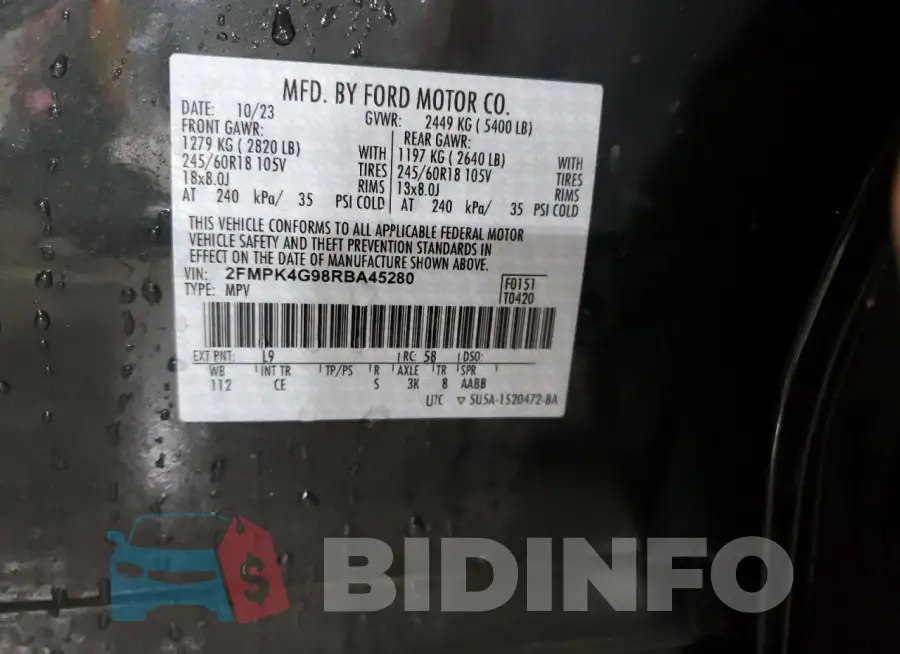 2FMPK4G98RBA45280 Photo# 13