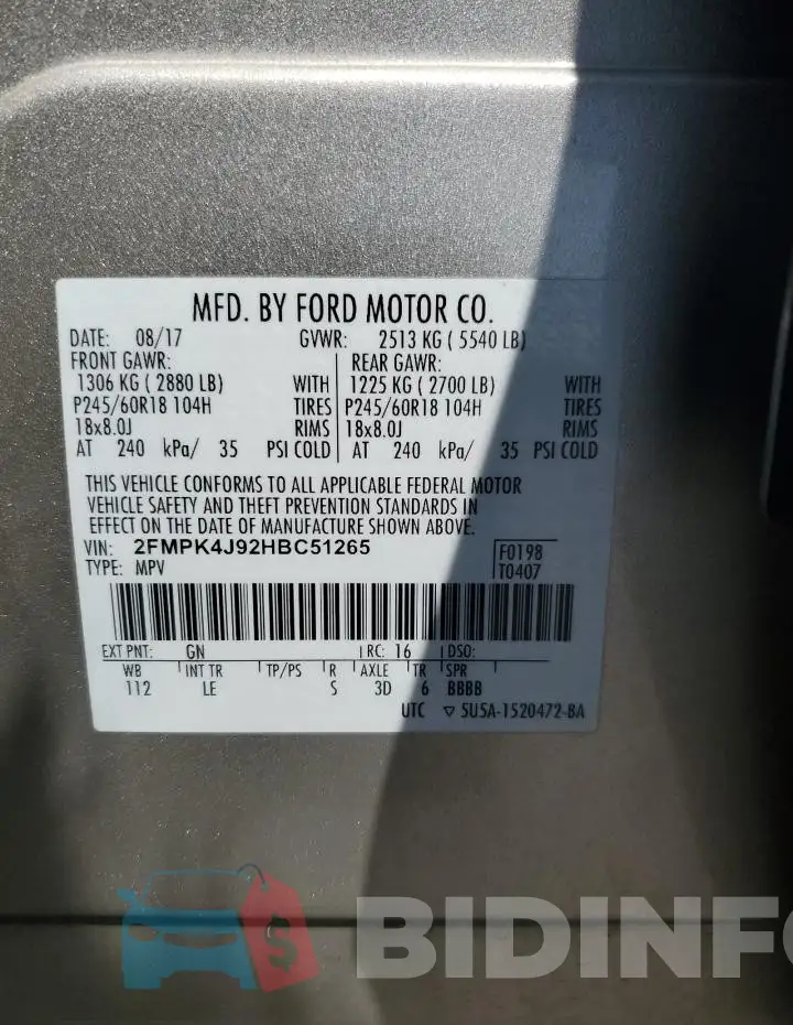 2FMPK4J92HBC51265 Photo# 13