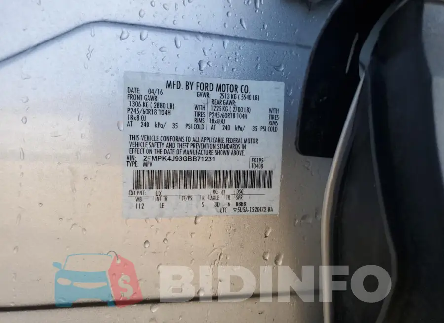 2FMPK4J93GBB71231 Photo# 12