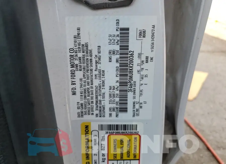 3FA6P0MU8KR200362 Photo# 12