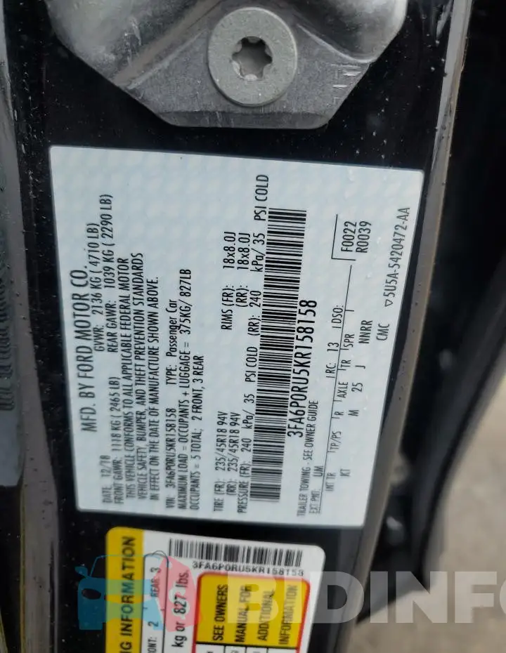 3FA6P0RU5KR158158 Photo# 12