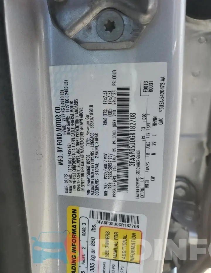 3FA6P0SU0GR182708 Photo# 12