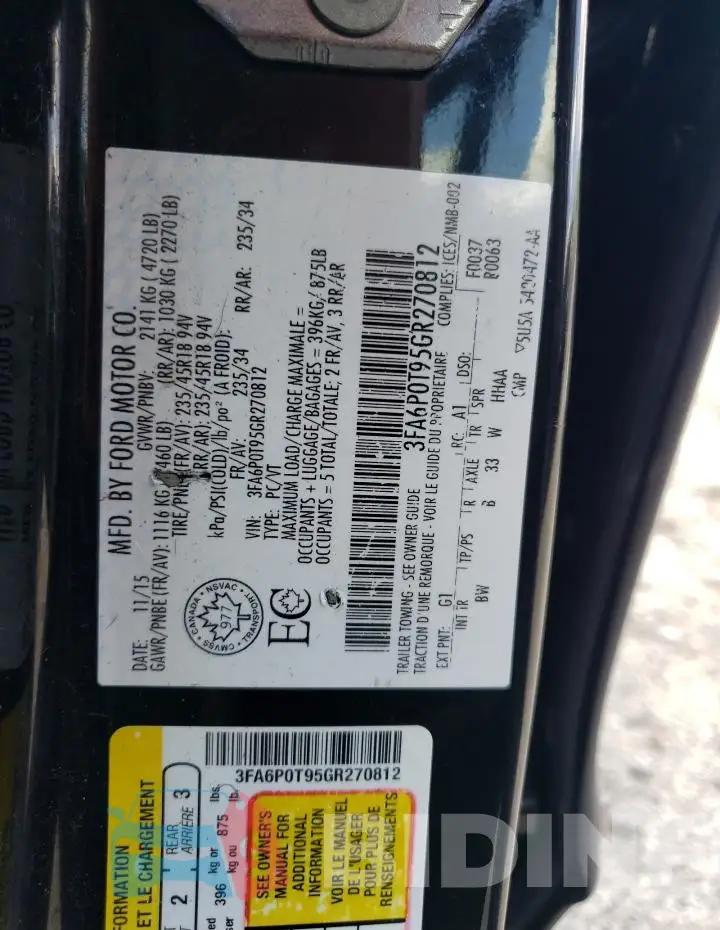 3FA6P0T95GR270812 Photo# 13