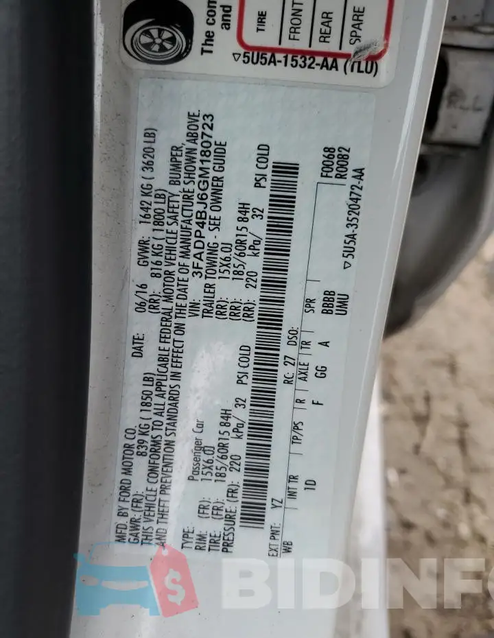 3FADP4BJ6GM180723 Photo# 12