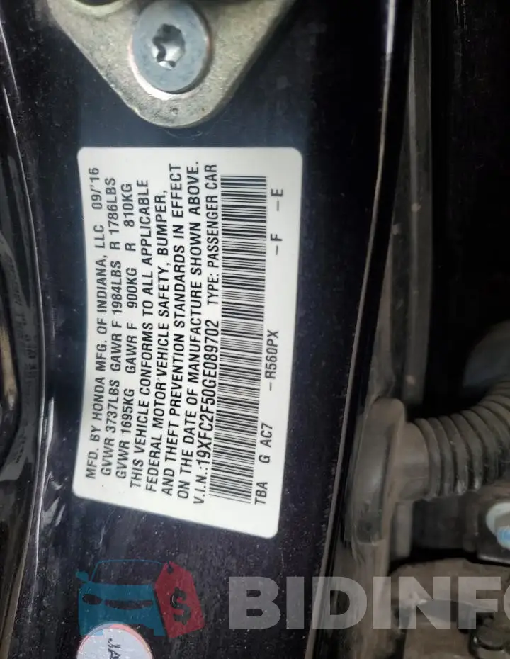 19XFC2F50GE089702 Photo# 12