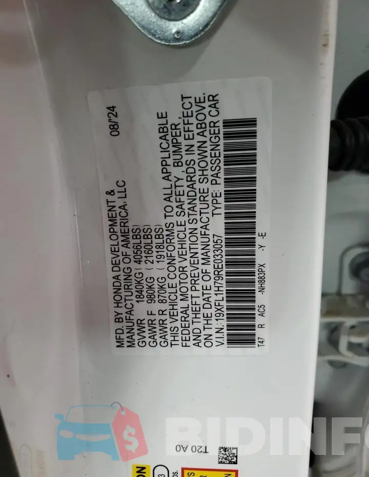 19XFL1H79RE033057 Photo# 13