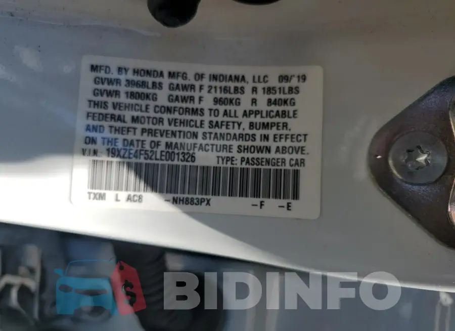 19XZE4F52LE001326 Photo# 12