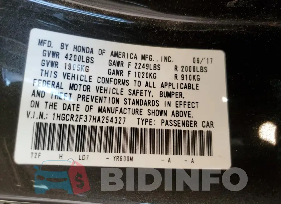 1HGCR2F37HA254327 Photo# 12