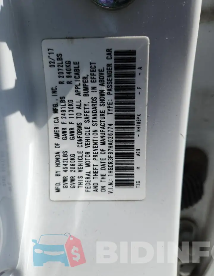 1HGCR3F97HA026774 Photo# 13