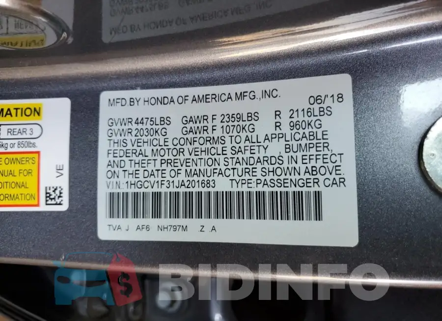 1HGCV1F31JA201683 Photo# 12