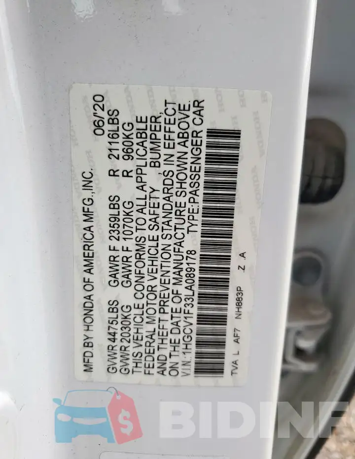 1HGCV1F33LA089178 Photo# 12