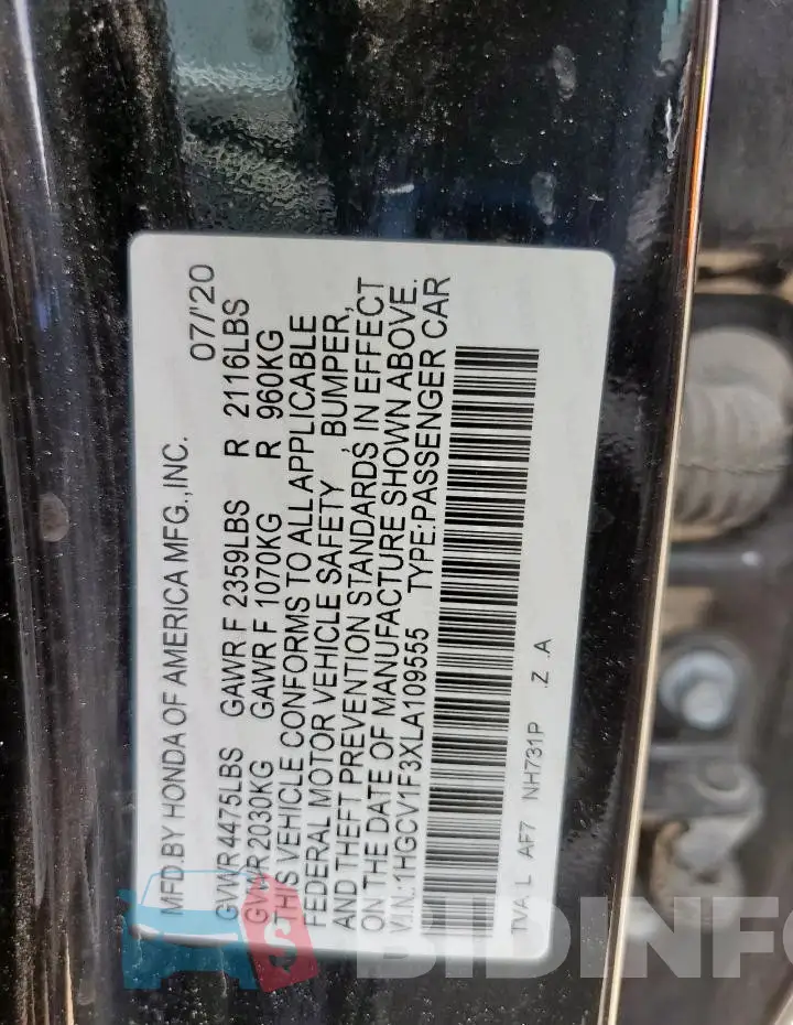 1HGCV1F3XLA109555 Photo# 12