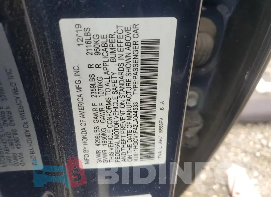 1HGCV1F42LA044533 Photo# 12