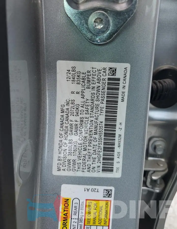 2HGFE2F53SH553574 Photo# 12