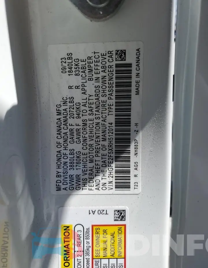 2HGFE2F5XRH512014 Photo# 12