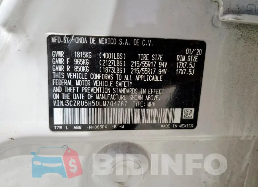3CZRU5H50LM704767 Photo# 13