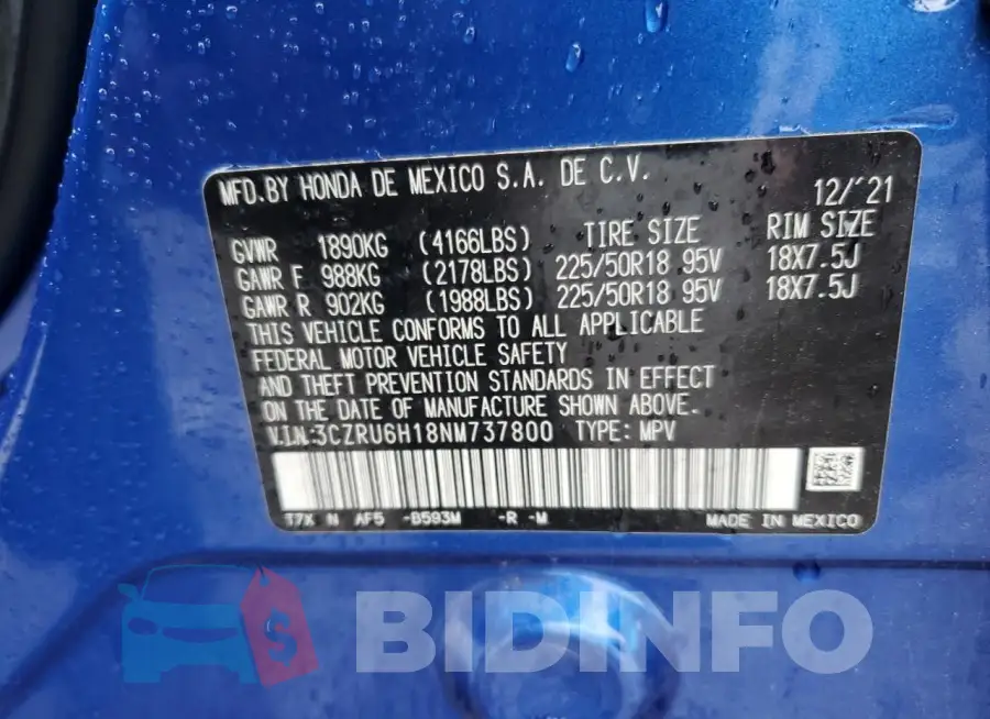 3CZRU6H18NM737800 Photo# 12