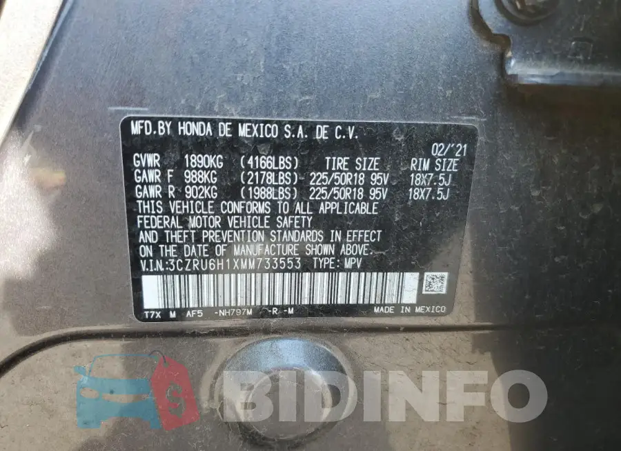 3CZRU6H1XMM733553 Photo# 12