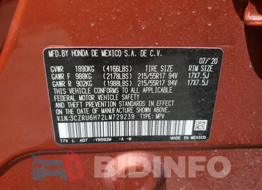 3CZRU6H72LM729239 Photo# 14
