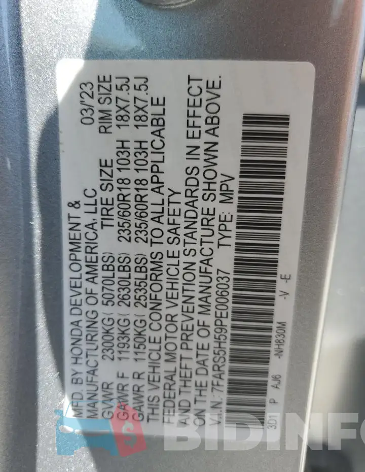 7FARS5H59PE006037 Photo# 13