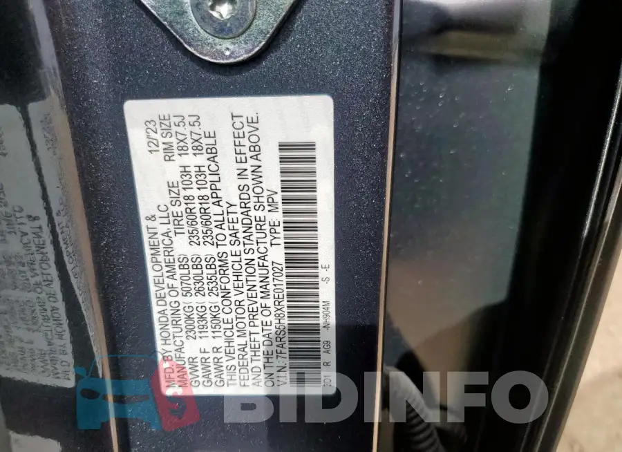 7FARS5H8XRE017027 Photo# 13