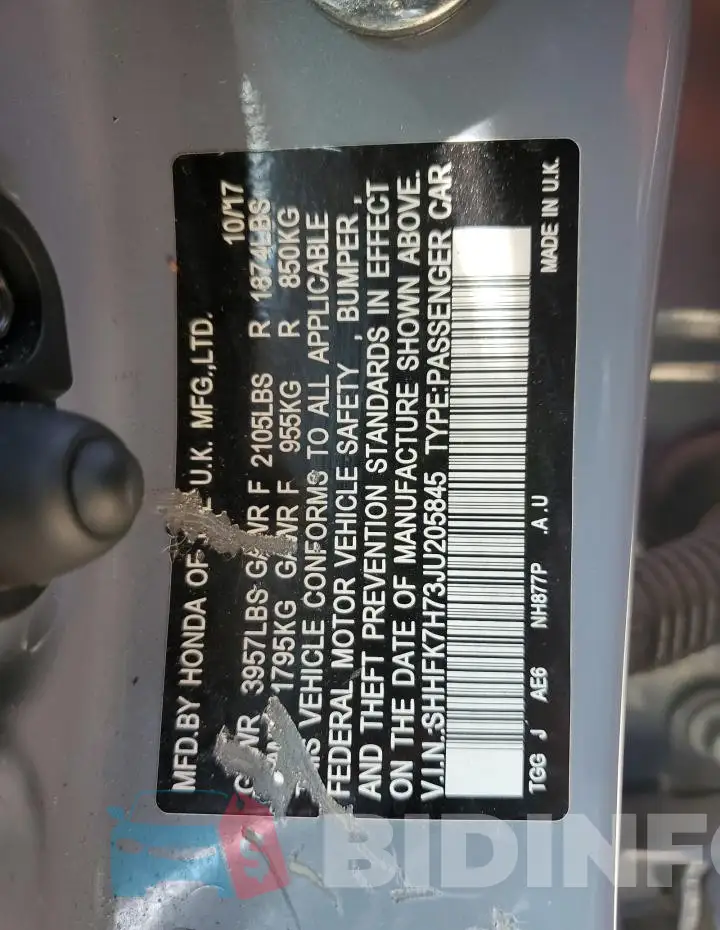 SHHFK7H73JU205845 Photo# 12