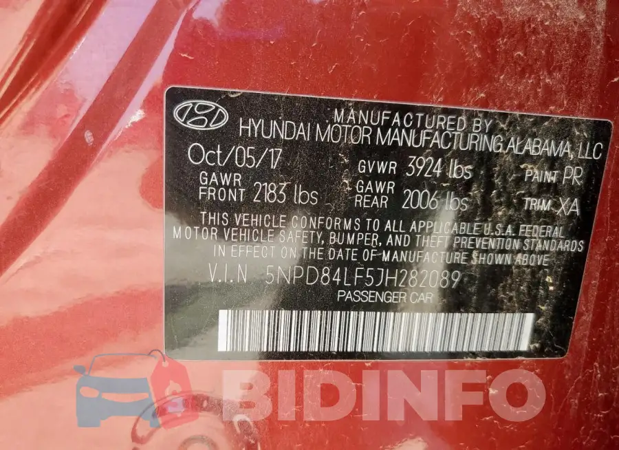 5NPD84LF5JH282089 Photo# 12