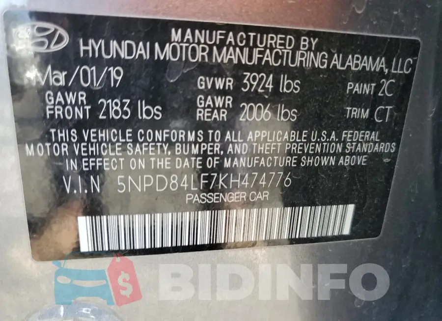 5NPD84LF7KH474776 Photo# 12