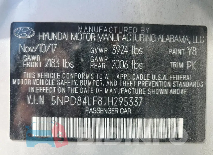 5NPD84LF8JH295337 Photo# 12