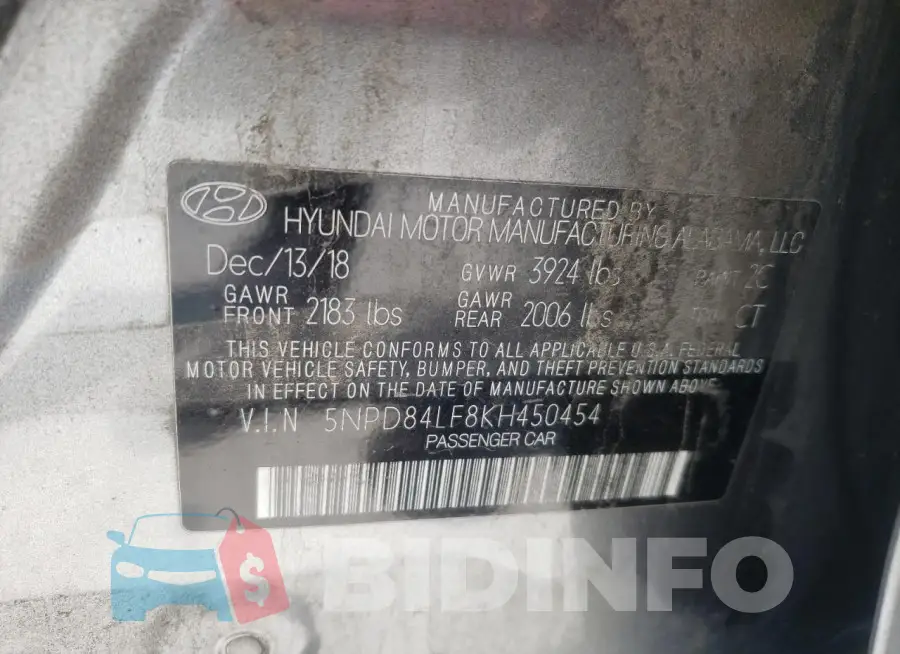 5NPD84LF8KH450454 Photo# 12