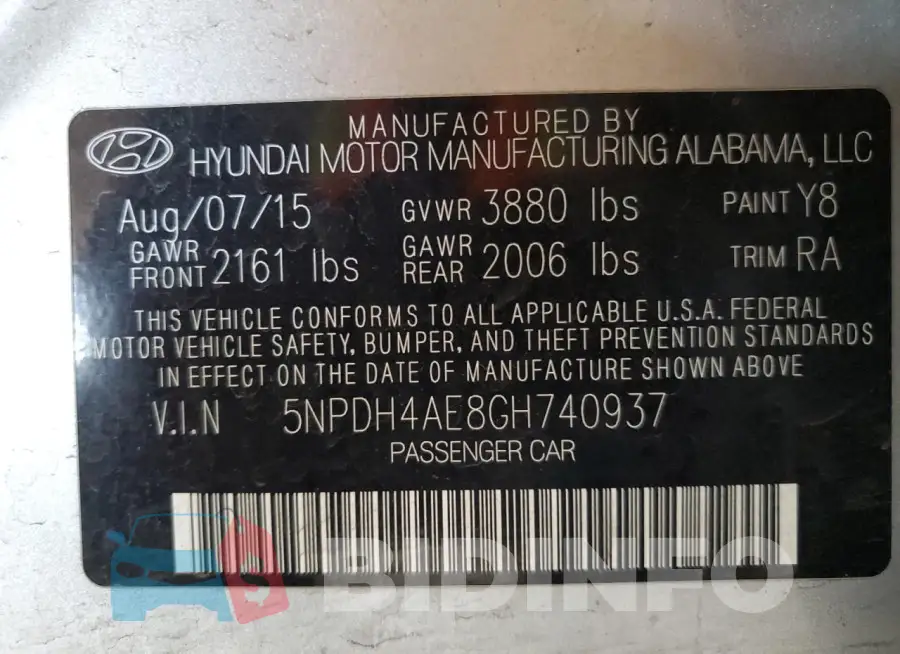 5NPDH4AE8GH740937 Photo# 12