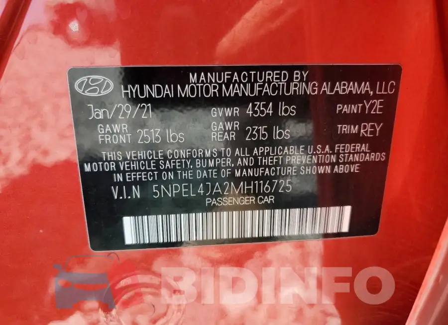 5NPEL4JA2MH116725 Photo# 13