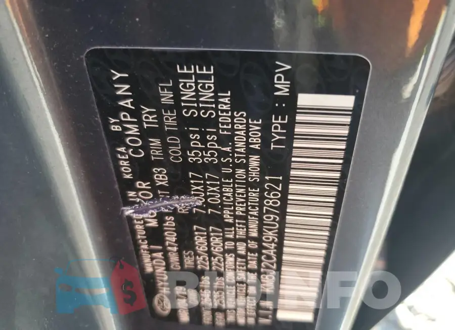 KM8J2CA49KU978621 Photo# 14