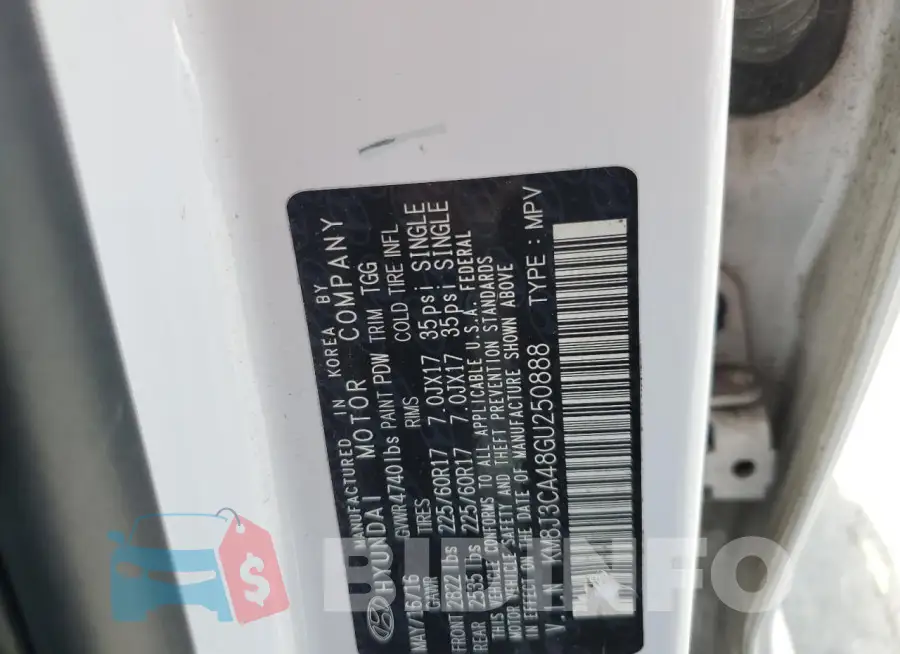 KM8J3CA48GU250888 Photo# 13