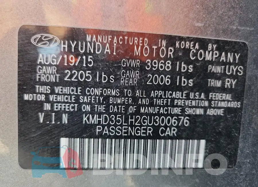KMHD35LH2GU300676 Photo# 12