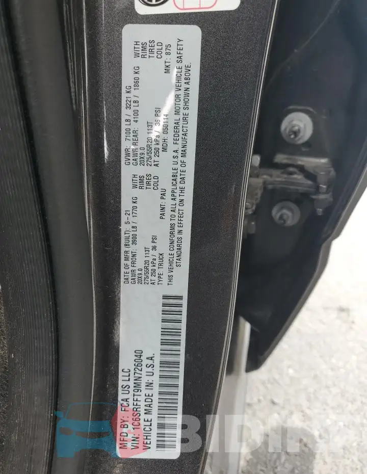 1C6SRFFT9MN726040 Photo# 12
