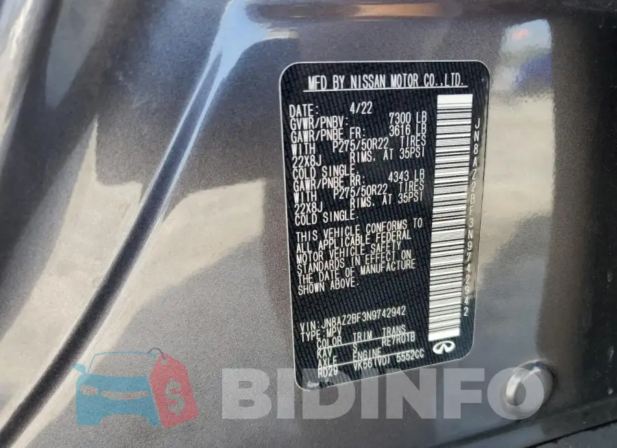 JN8AZ2BF3N9742942 Photo# 13