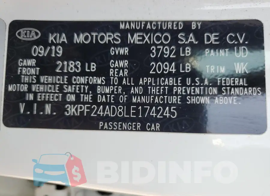 3KPF24AD8LE174245 Photo# 12