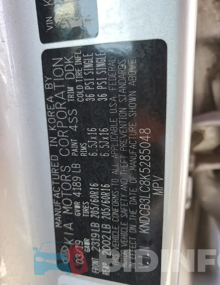 KNDCB3LC8K5285048 Photo# 12