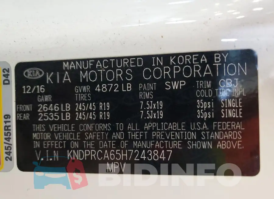 KNDPRCA65H7243847 Photo# 13