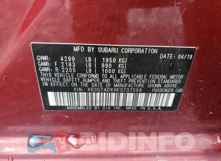 4S3GTAD6XK3737508 Photo# 13