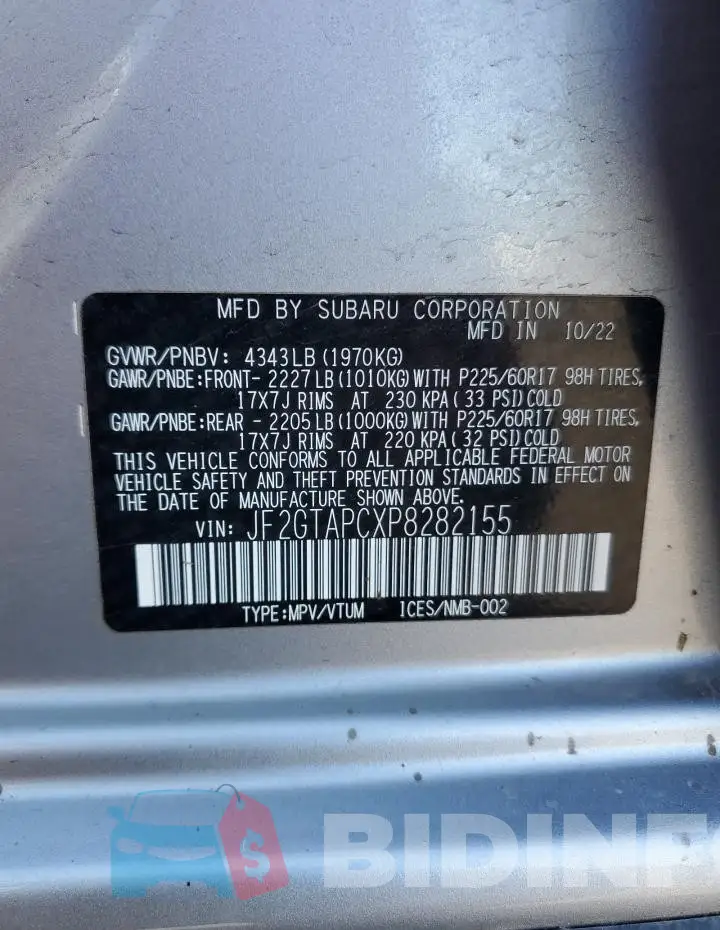 JF2GTAPCXP8282155 Photo# 13