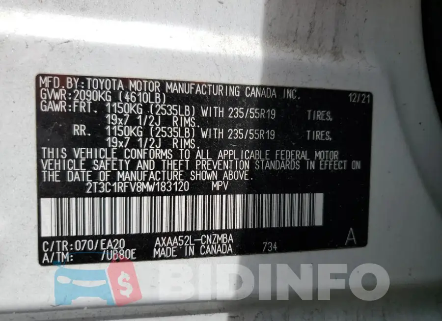 2T3C1RFV8MW183120 Photo# 13