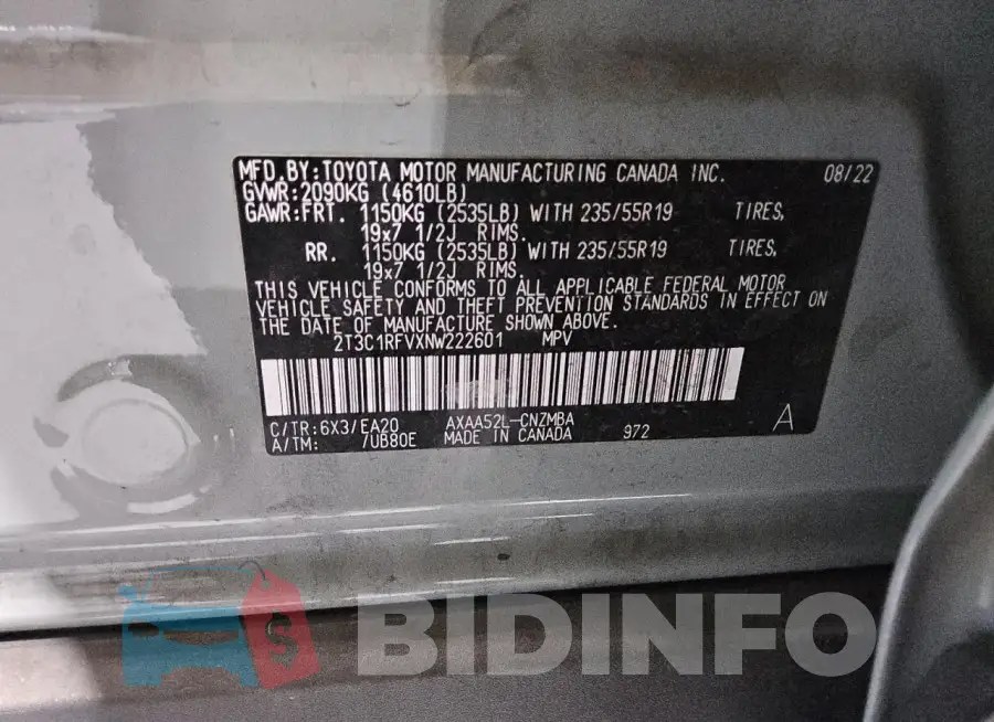 2T3C1RFVXNW222601 Photo# 13