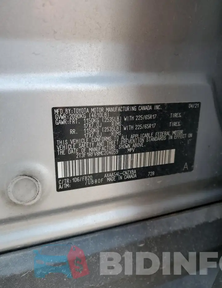 2T3F1RFV8MC204059 Photo# 13